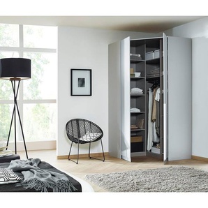 Eckschrank Alabama Typ A 229cm Grau/Seidengrau Aluminium ohne Spiegeltür/-en