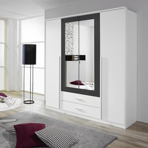 Drehtüren-/Kombischrank Krefeld 181 x 199 x 56cm Weiß/Alpinweiß/Graumetallic Alpinweiß/Grau-Metallic - Schrankbreite: 181 cm - 4-türig
