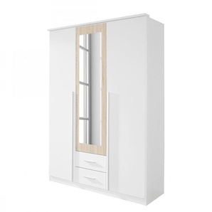 Drehtüren-/Kombischrank Krefeld 136cm Weiß/Alpinweiß/Eiche Sonoma Dekor