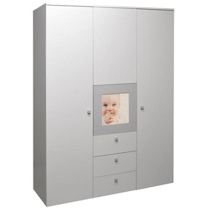 Drehtürenkleiderschrank Alomi, weiß matt/kieselgrau, 147 x 192 cm