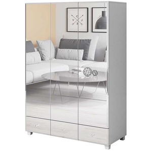 Drehtürenkleiderschrank mit Spiegelfront drei Schubladen