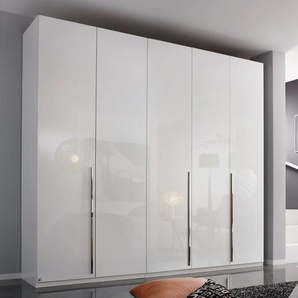 Drehtürenkleiderschrank Montclar, Hochglanz weiß, 250 x 223 cm, inkl. umfangreicher Zusatzausstattung