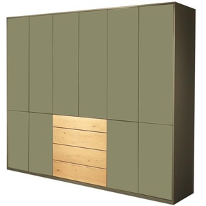 Drehtürenkleiderschrank Silea-S, hellgrün/Asteiche, 273,2 x 234,9 cm, inkl. Push-to-Open Funktion
