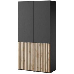 Drehtürenschrank 101 cm breit - schwarz - Materialmix - 101 cm - 200 cm | Möbel Kraft