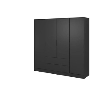 Drehtürenschrank 206 cm breit Lyke ¦ schwarz ¦ Maße (cm): B: 206 H: 200