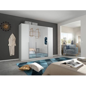 Drehtürenschrank Alabama 226 x 229cm Grau/Grau Basic Aluminium mit Spiegeltür/-en