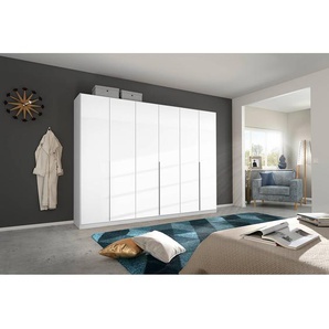 Drehtürenschrank Alabama 271 x 229cm Weiß/Hochglanz Weiß/Grau Classic Aluminium ohne Spiegeltür/-en