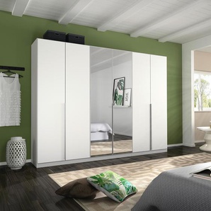 Drehtürenschrank 271 x 210cm Weiß/Alpinweiß Basic mit Spiegeltür/-en