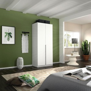 Drehtürenschrank Alabama 91 x 229cm Weiß/Alpinweiß Premium Aluminium ohne Spiegeltür/-en