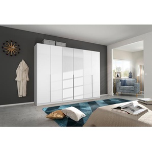 Drehtürenschrank Alabama 271 x 229cm Weiß/Hochglanz Weiß/Grau Premium Aluminium mit Spiegeltür/-en