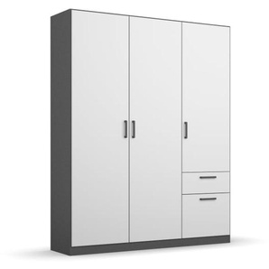 Drehtürenschrank Allrounder, grau metallic/alpinweiß, 3-türig, 2 Schubkästen