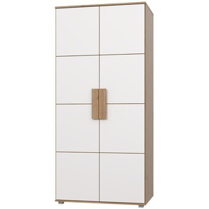 Drehtürenschrank Arkina 91 x 201 x 58cm Weiß/Beige