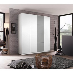 Drehtürenschrank 181cm Weiß/Alpinweiß/Grau