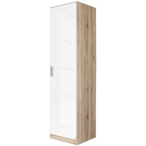 Drehtürenschrank 47cm Weiß/Beige/Eiche Sonoma Dekor/Hochglanz Weiß
