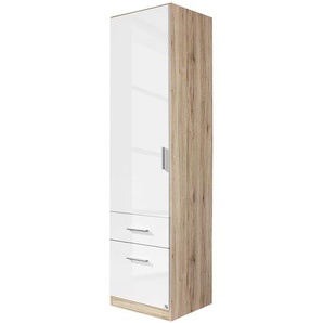 Drehtürenschrank I 47cm Weiß/Beige/Hochglanz Weiß/Eiche Sonoma Dekor