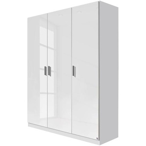 Drehtürenschrank 136cm Weiß/Alpinweiß/Hochglanz Weiß