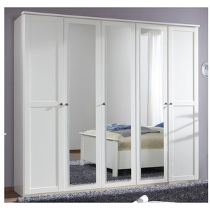 Drehtürenschrank Chalet, weiß, 225 x 210 cm, mit Spiegeltüren