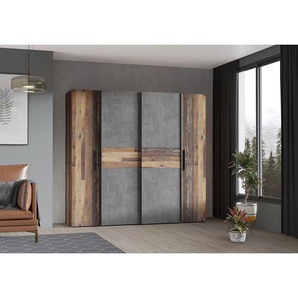 Drehtürenschrank Claris 200 x 191 x 62cm Braun/Grau/Altholz Dekor/Anthrazit