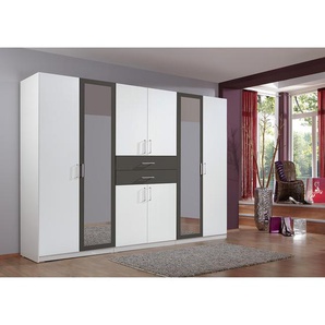 Drehtürenschrank 270cm Weiß/Weiß/Graphit Silber