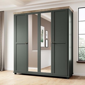 Drehtürenschrank Emmanuela 200cm Grün/Dunkelgrün