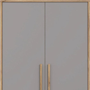 Drehtürenschrank FORTE Schränke Gr. B/H/T: 104,5 cm x 194,2 cm x 52,7 cm, 3 St., grau (grau, catania eiche) Drehtürenschränke
