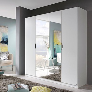 Drehtürenschrank Freiham 181cm Weiß/Alpinweiß mit Spiegeltür/-en