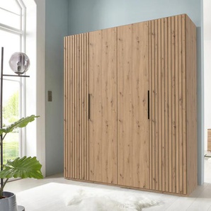 Drehtürenschrank FRESH TO GO Andorra Schränke Gr. B/H/T: 200 cm x 216 cm x 58 cm, 4 St., braun (artisan eiche nachbildung, akustikpaneel optik artisan nachbildung) Drehtürenschränke Mit 3D-Leisten für Akustikpaneel-Optik