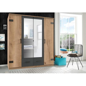 Drehtürenschrank II 180cm Braun/Wildeiche Dekor/Graphit