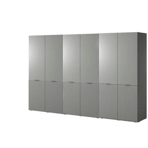 Drehtürenschrank - grau - Materialmix - 303 cm - 200 cm | Möbel Kraft
