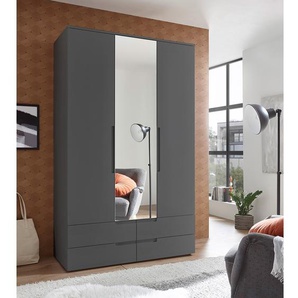 Drehtürenschrank Harlingen 126cm Schwarz/Grau/Matt Anthrazit