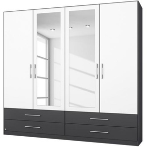 Drehtürenschrank Hersbruck-Extra 181cm Grau/Weiß 2 Spiegeltüren