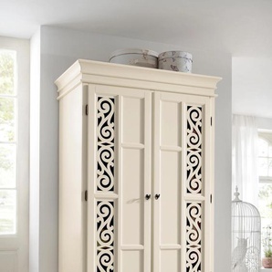 Drehtürenschrank HOME AFFAIRE Arabeske Schränke Gr. B/H/T: 112 cm x 211 cm x 61 cm, 2 St., Basisausführung, beige (cremefarben) Bauernschrank Drehtürenschrank Kleiderschrank Drehtürenschränke Schränke aus teilmassivem Holz mit schönen Ornamenten auf den