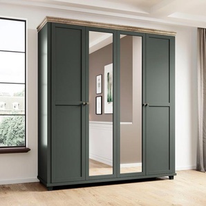 Drehtürenschrank HOME AFFAIRE Evora, Landhausschrank in 3 verschieden Größen, Türen mit Soft- Close, grün (grün, lefkas, grün), B:200cm H:216cm T:62cm, ABS-Kunststoff, Dekorfolie, FSC-zertifizierter Holzwerkstoff, MDF, Schränke, Kleiderschrank mit