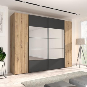 Drehtürenschrank Jonka 270 x 210 x 61cm Schwarz/Braun