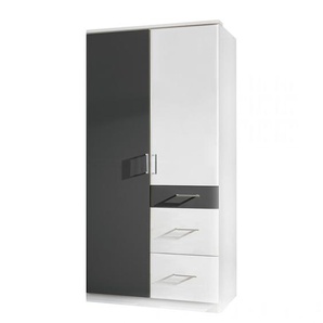 Drehtürenschrank Julan I 90 x 199 x 58cm Grau/Weiß/Alpinweiß/Anthrazit ohne Spiegeltür/-en