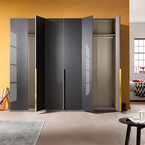 Drehtürenschrank Glam Glas 270cm Grau Basic Gold
