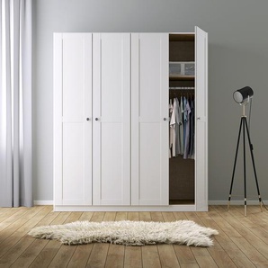 Drehtürenschrank KiYDOO Landhaus I Alpinweiß 181x197x54 cm (BxHxT) 4-türig Spanplatte Landhaus