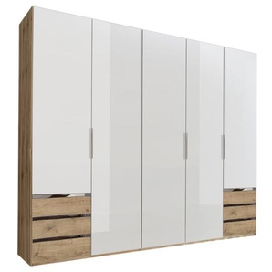 Drehtürenschrank Level 36 D, weiß/Plankeneiche, 250 cm
