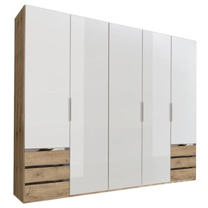 Drehtürenschrank Level 36 D, weiß/Plankeneiche, 250 x 236 cm