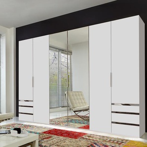 Drehtürenschrank Level 36A 300 x 236cm Weiß/Alpinweiß mit Spiegeltür/-en
