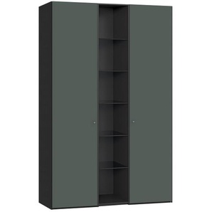 Drehtürenschrank Longline, schwarz/graugrün