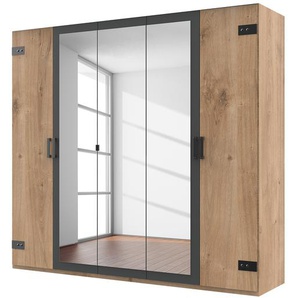 Drehtürenschrank 225cm Braun/Grau/Eiche geplankt Dekor/Graphit