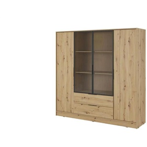 Drehtürenschrank mit 2 Schubladen Lyke ¦ braun ¦ Maße (cm): B: 206 H: 200