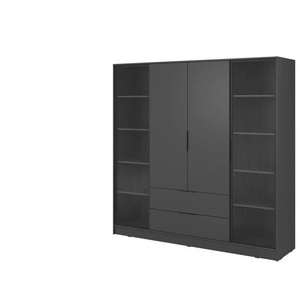 Drehtürenschrank mit 2 Schubladen Lyke ¦ schwarz ¦ Maße (cm): B: 206 H: 200