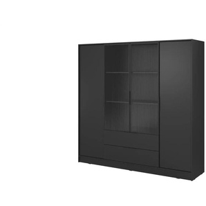 Drehtürenschrank mit 2 Schubladen Lyke ¦ schwarz ¦ Maße (cm): B: 206 H: 200