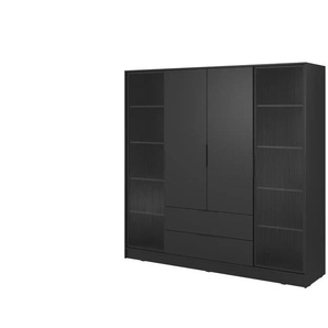 Drehtürenschrank mit 2 Schubladen Lyke ¦ schwarz ¦ Maße (cm): B: 206 H: 200