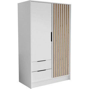Drehtürenschrank mit Lamellen NERO 150 cm Weiß + schwarz
