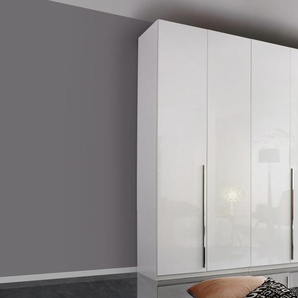 Drehtürenkleiderschrank Montclar, Hochglanz weiß, 200 x 223 cm, inkl. umfangreicher Zusatzausstattung