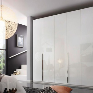 Drehtürenkleiderschrank Montclar, Hochglanz weiß, 300 x 223 cm, inkl. umfangreicher Zusatzausstattung