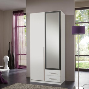 Drehtürenschrank Nuevo 90cm Weiß/Alpinweiß/Anthrazit